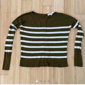 LOFT by Ann Taylor striped olive sweater (size XS)